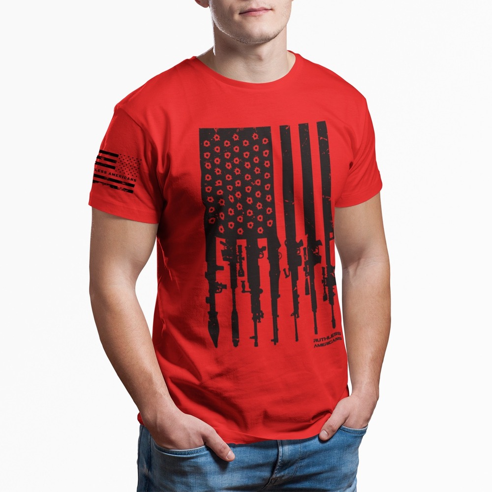 Grunt Style Riffle Flag Short Sleeve Graphic Tee Military Large Red Preloved